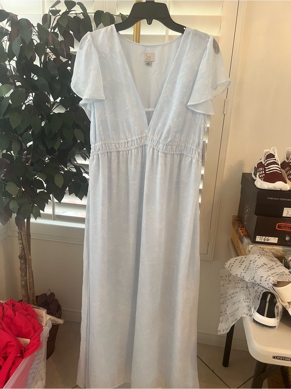 a new day Light Blue Floral V-Neck Maxi Dress